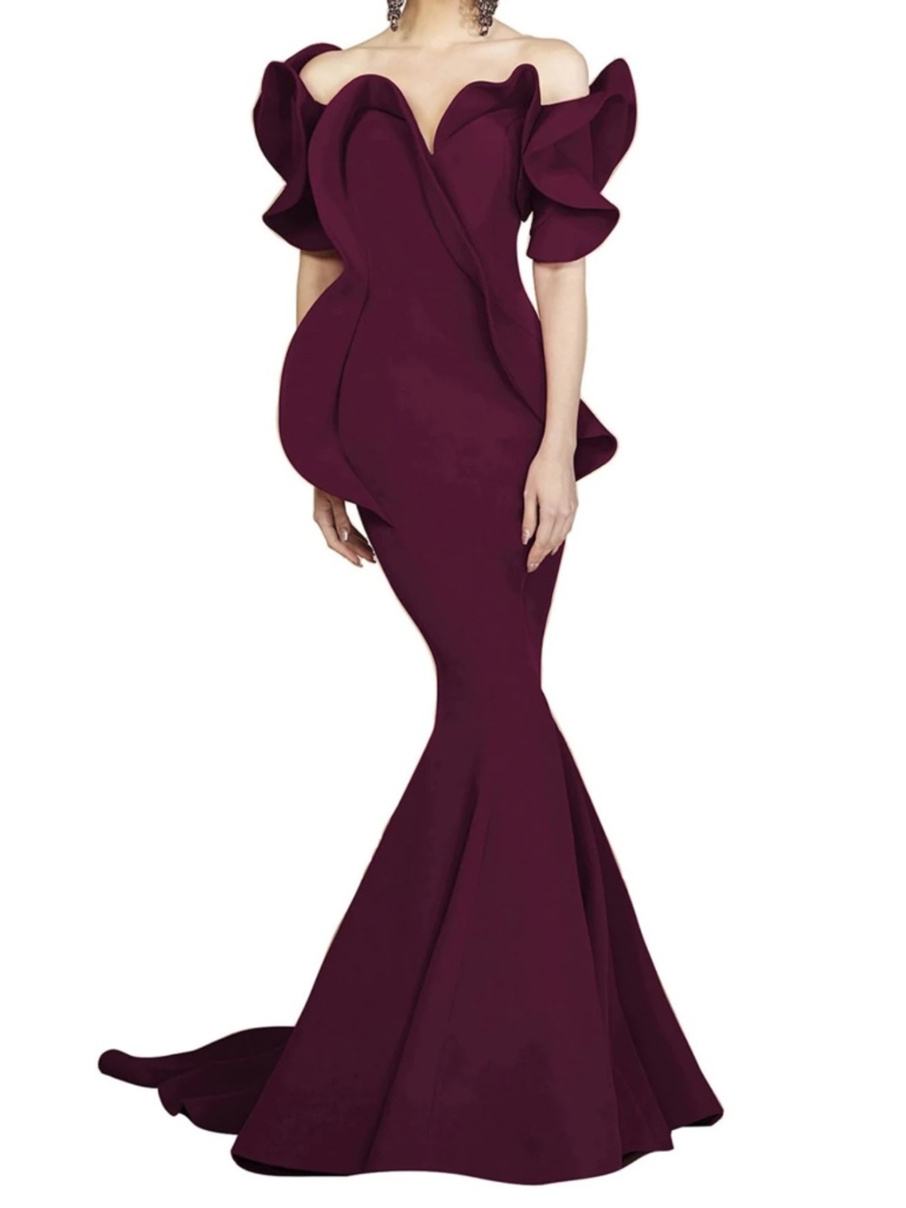 MNM 2328 Formal Evening Gown in Plum/Burgundy/Wine